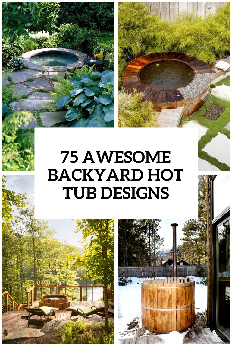 75 Awesome Backyard Hot Tub Designs, Hot Tub Fire Pit Combo