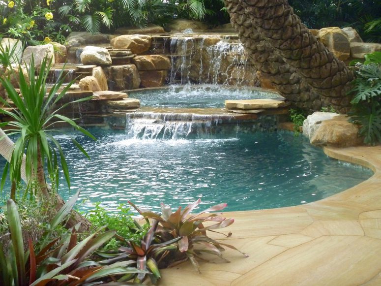 Backyard waterfall fountain