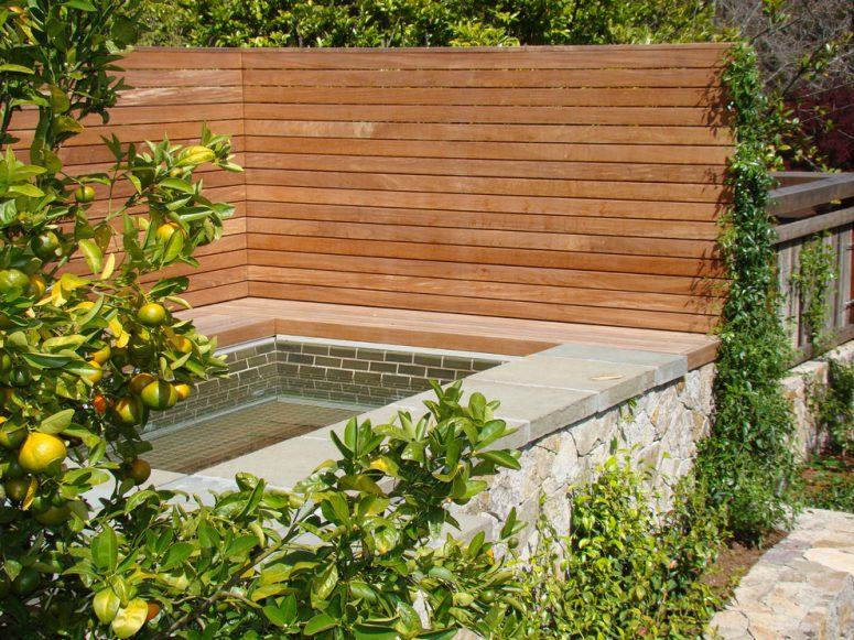 simple wooden fence is all you need to protect your built-in outdoor spa