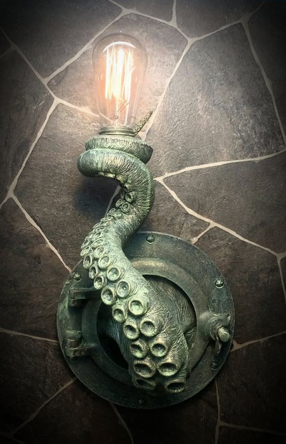 a unique tentacle wall lamp like this one will make your space look unusual and very seaside-like
