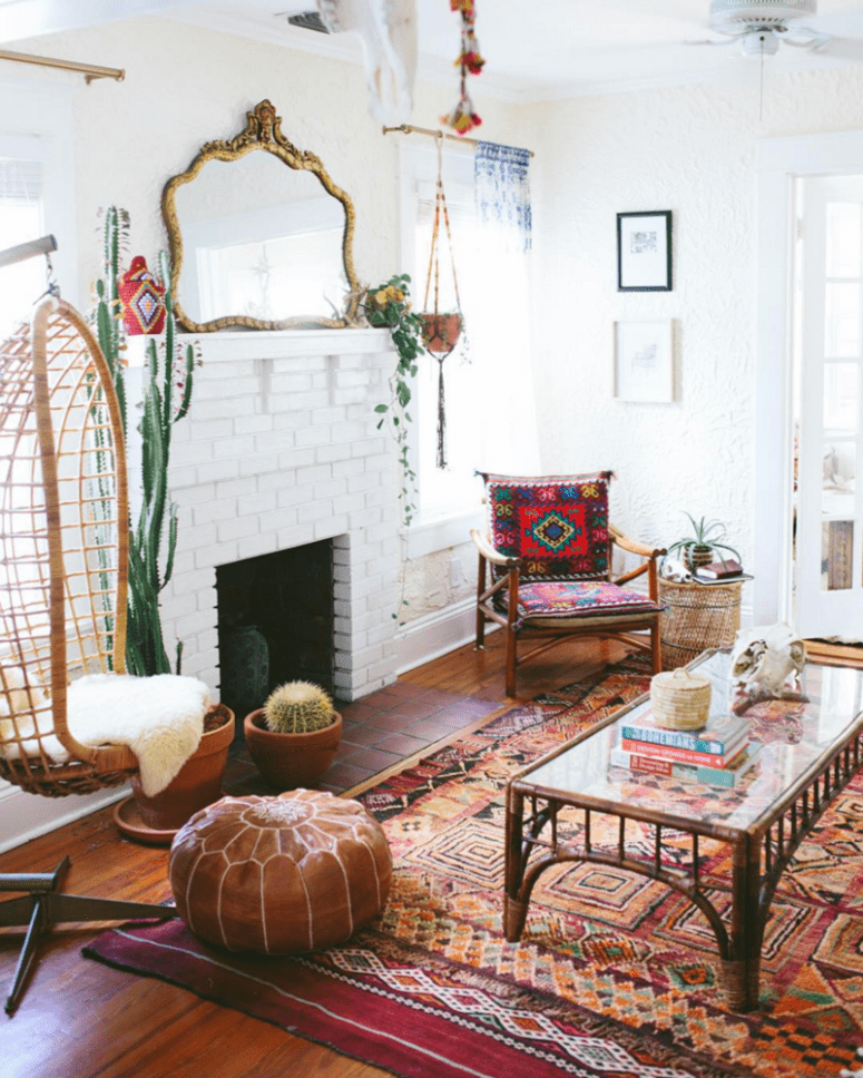 Incorporate antique mirrors to your interior. They looks great combined with colorful boho patterns.