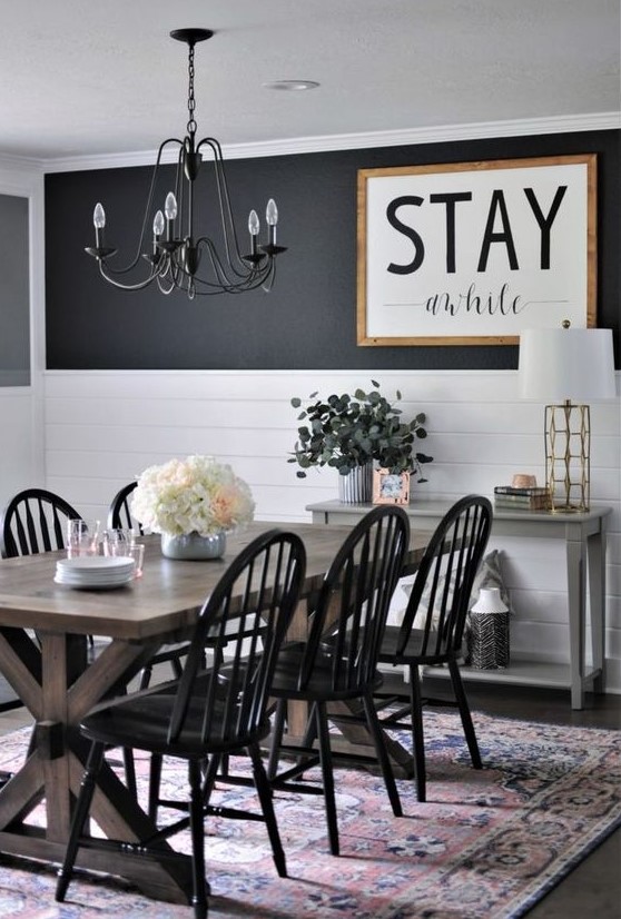 Airy Rustic Dining Room Designs, Black And White Rustic Dining Room