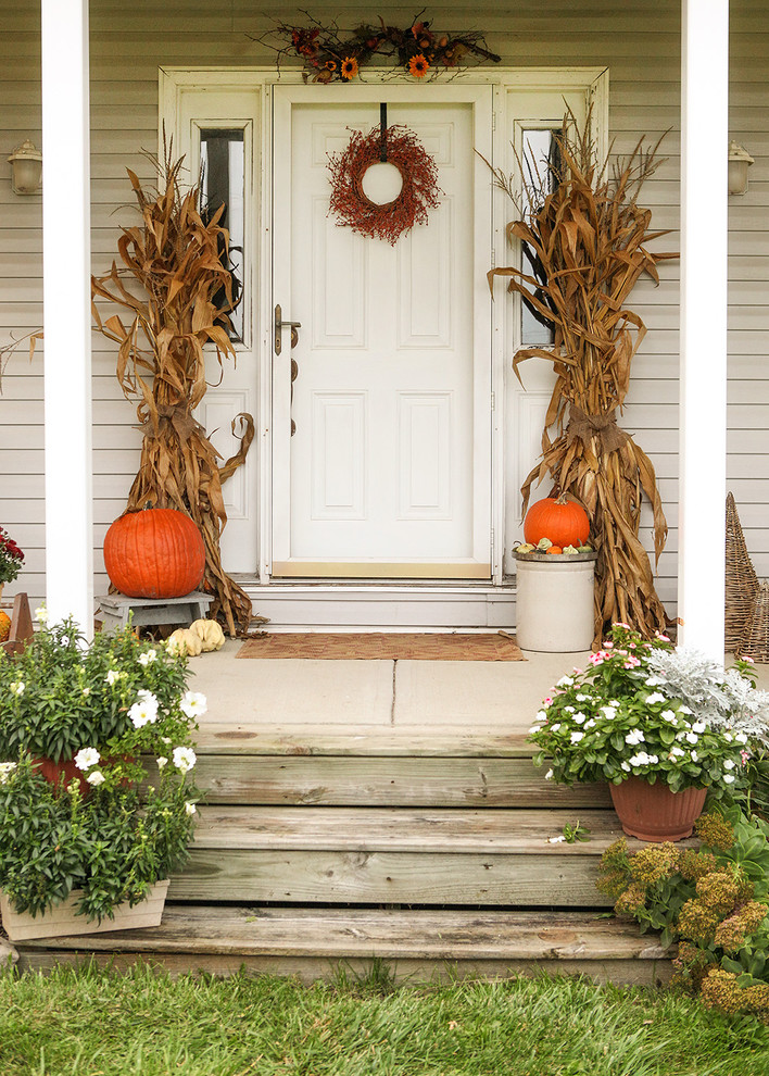 Corn stalks would frame your door and show that Autumn has come.