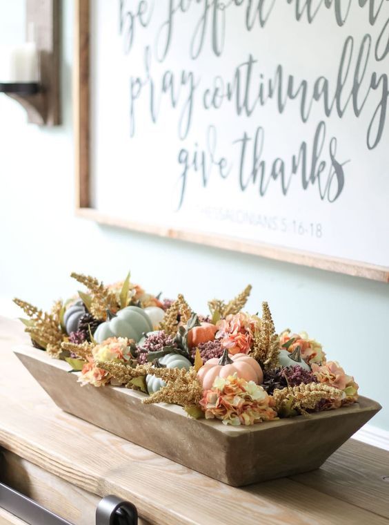 a wooden tray with pastel pumpkins and dried blooms is a chic rustic centerpiece or just an arrangement