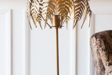 a gold fern leaf table lamp will bring a refined touch to the space and make it very sophisticated