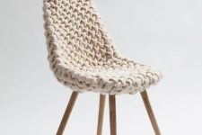 a neutral knit chair is a very cool and very comfortable piece that is great for sitting on