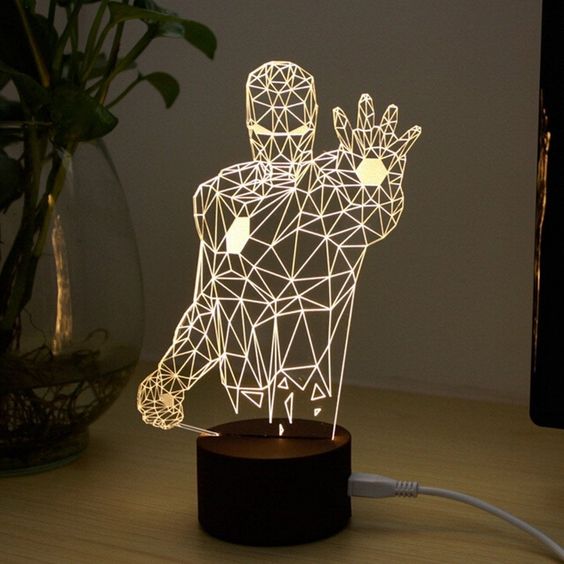 an Iron Man LED table lamp is a bold solution for those who love super heroes and this theme on the whole