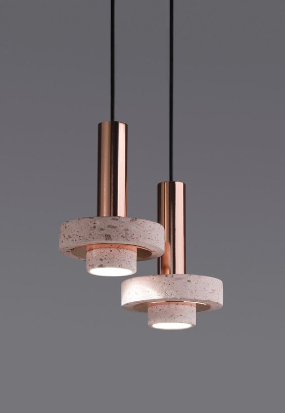 beautiful terrazzo and rose gold pendant lamps will bring sophistication and chic to the space and will make it cooler