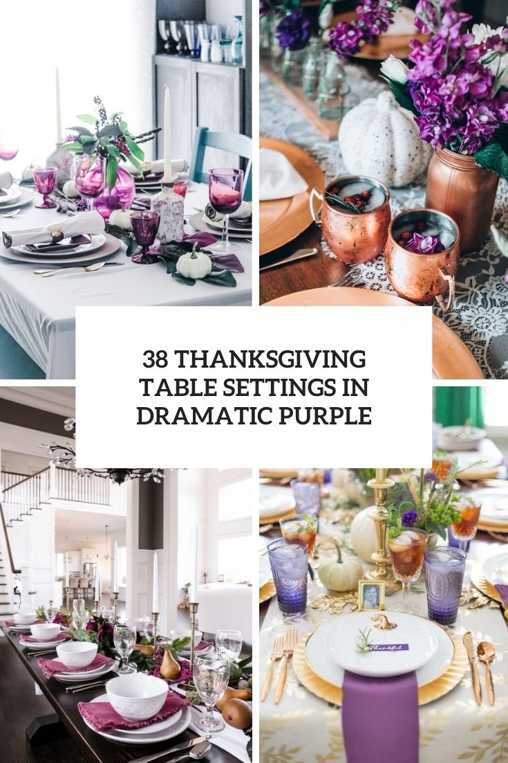 thanksgiving table settings in dramatic purple cover