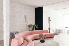 a cute light pink sofa design