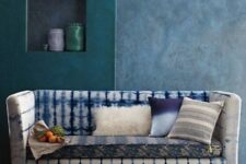 a creative tie-dye sofa makes your space unique, adds a boho touch and its color and print contrast its classic design