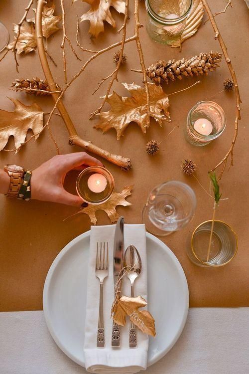 gilded leaves, branches and pinecones will be ideal for fall and Thanksgiving decor, make some yourself