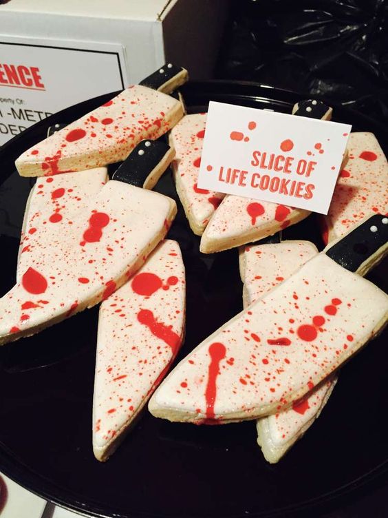 slice of life cookies are amazing for Halloween, this is a turly Dexter like treat for your party