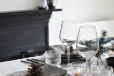 grey christmas table decor in minimalist way