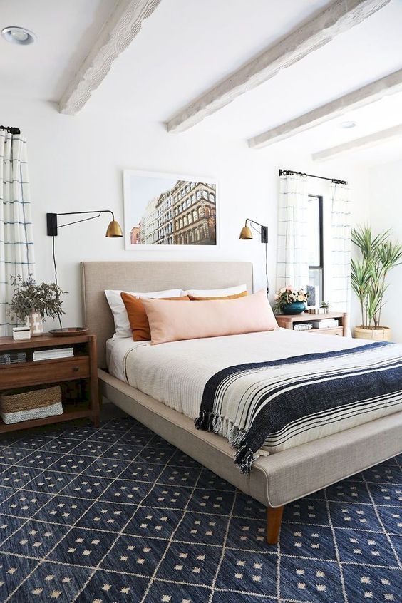 Mid century modern store upholstered bed