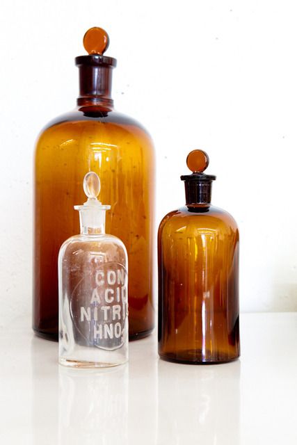 clear and brown bottles with lids are amazing for styling your spaces, they will add a chic touch to your space
