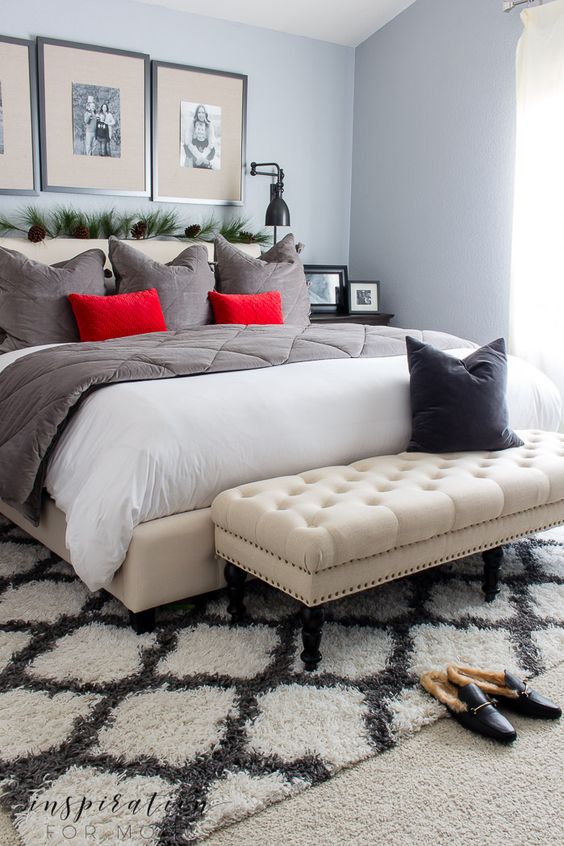 a simple blue grey bedroom design