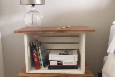 a diy nightstand of wooden crates