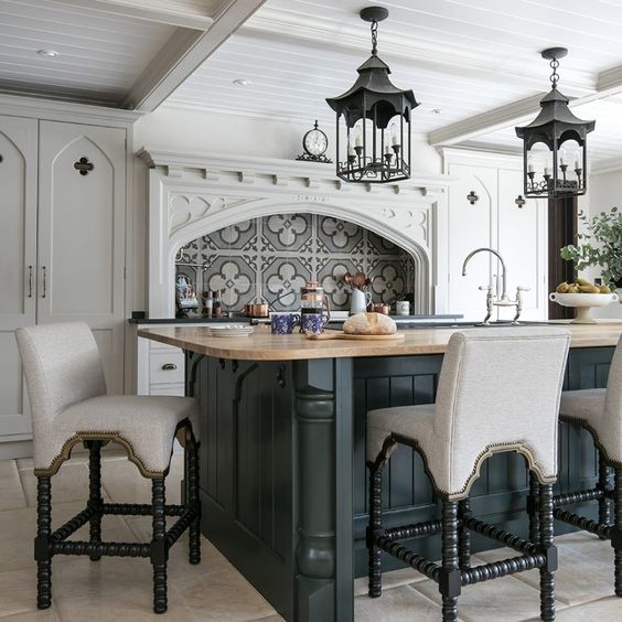 https://www.digsdigs.com/photos/2014/02/a-chic-Gothic-kitchen-with-white-cabinetry-a-graphite-grey-kitchen-island-neutral-upholstered-stools-and-catchy-vintage-lamps.jpg