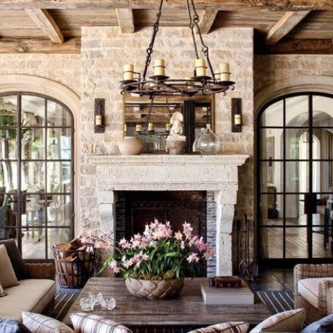 a cool room with a whitewahed wall and a fireplace