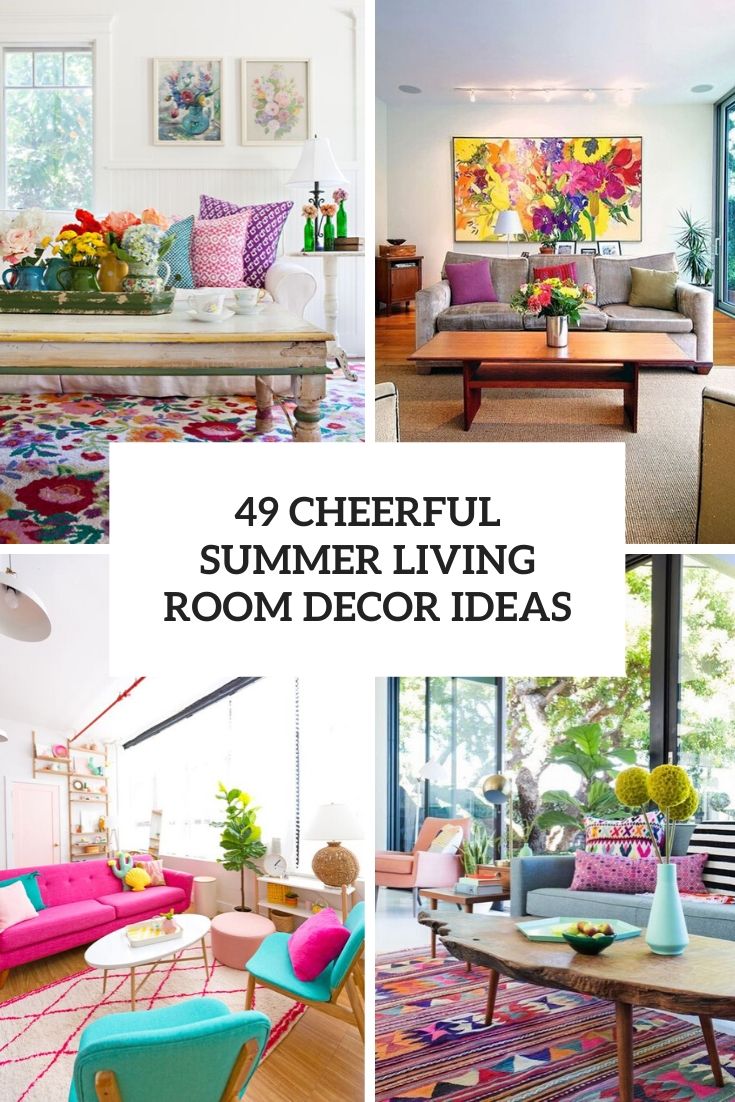 cheerful summer living room decor ideas cover