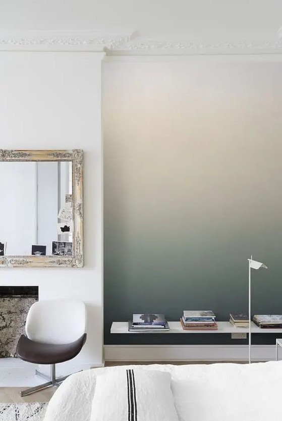 ombre walls shouldn't always be bright, they can be peaceful and soft-colored like this one