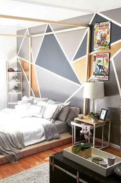 57 Stylish Geometric Accent Wall Ideas - DigsDigs