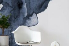 sumptuous navy watercolor wallpaper design will bring instant sophistication