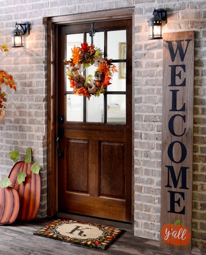 A Thanksgiving wreath is a must have thing for your front door. It'd welcome your family with style.