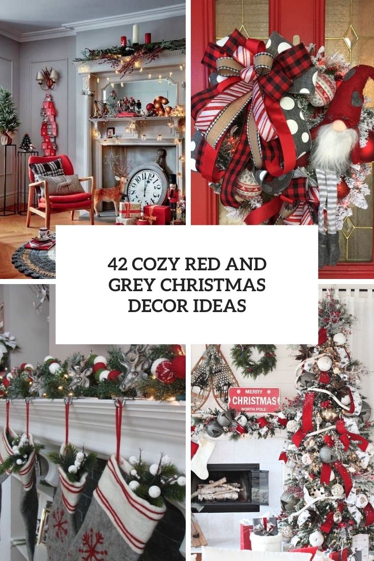 cozy red and grey christmas decor ideas cover