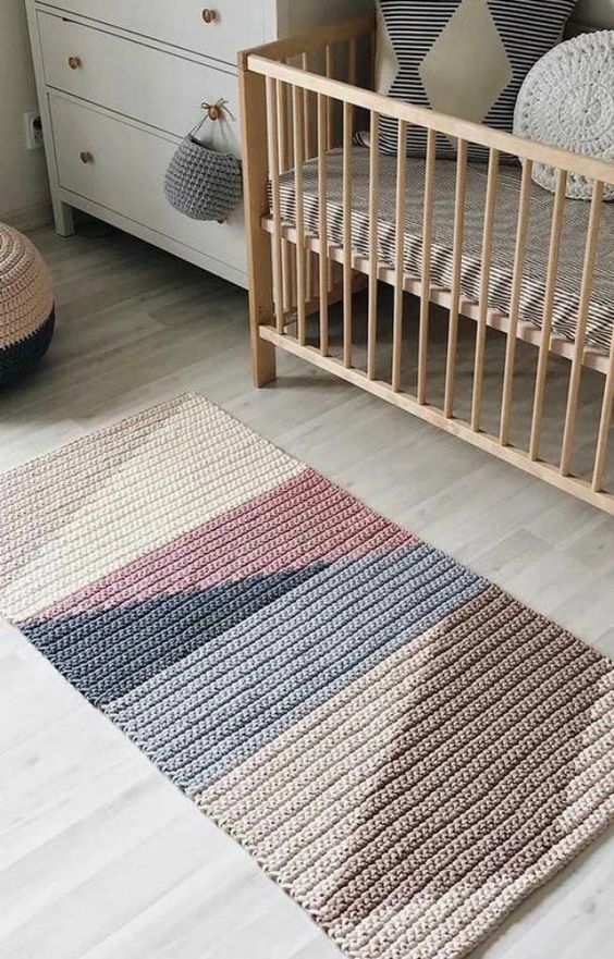 a beautiful pastel geometric rug is a lovely idea not only for a kid's room but for many other rooms, too, it will add a delicate touch of color