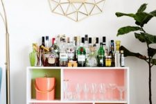 a stylish IKEA home bar for a living room