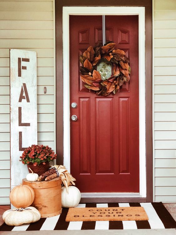 52 Cozy Thanksgiving Front Door Décor Ideas DigsDigs