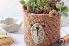 a gorgeous teddy bear planter cover will be loved by both kids and adults and will make them totally happy