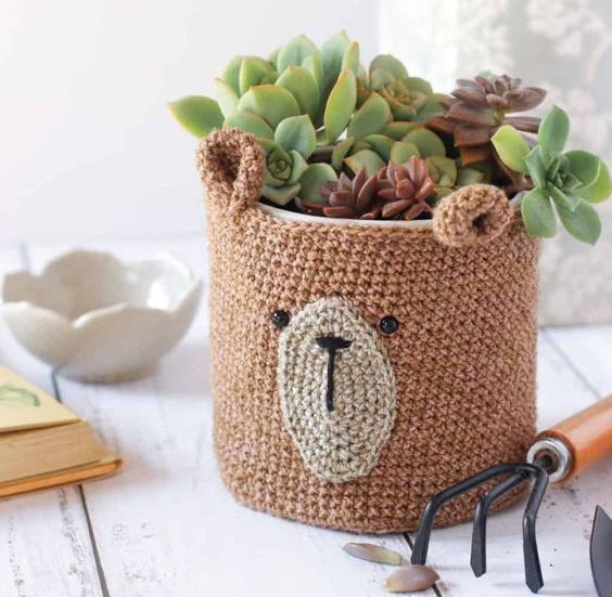 a gorgeous teddy bear planter cover will be loved by both kids and adults and will make them totally happy