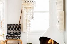 a cute neutral living room design in boho style