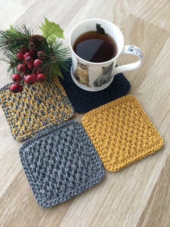 pretty colorful crochet coasters are great for any home, save your furniture from heat with them