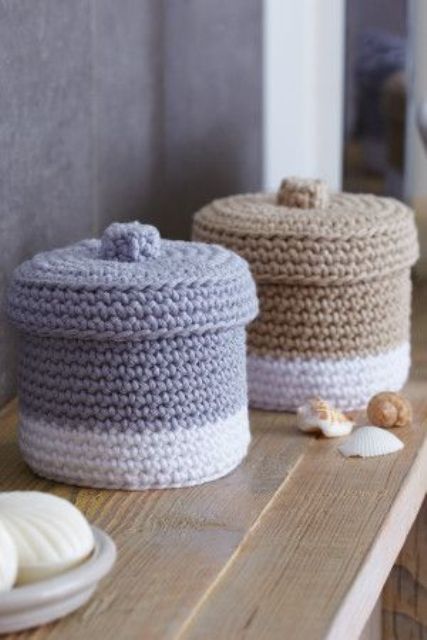 pretty crochet storage boxes with lids are amazing to style your modern, Scandi or rustic space and they will add cuteness to it