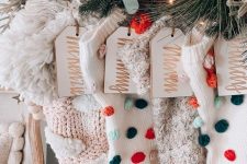 cute Christmas mantel decor with stockings