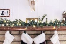 a cute, boho Christmas mantel decor idea