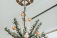 a vine peace sign is a very cool and creative solution for a boho Christmas tree and it’s unusual and bold