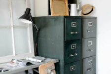 stylish vintage filing cabinets covered with chalkboard paint retain their vintage looks and allow chalking on them