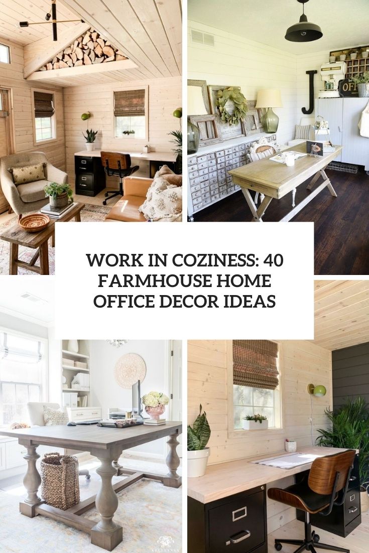 Work In Coziness: 40 Farmhouse Home Office Décor Ideas - DigsDigs