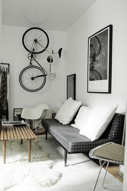 Living room outlet bike storage