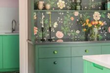 a cozy green kitchen design