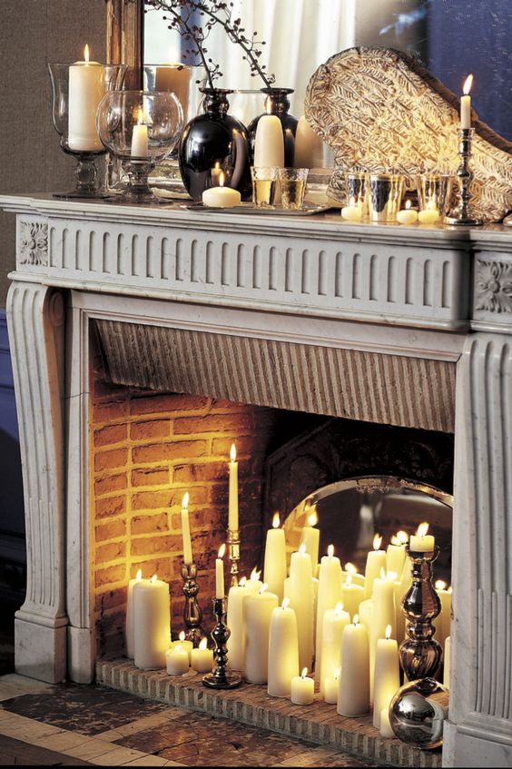 47 Adorable Fireplace Candle Displays For Any Interior - DigsDigs