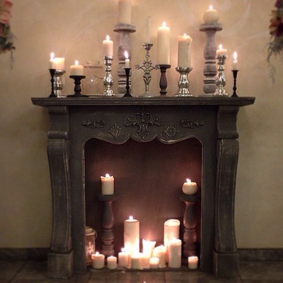 47 Adorable Fireplace Candle Displays, Fireplace Mantel Candle Ideas