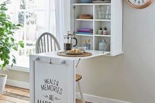 a wall-mounted foldable kitchen table will be a perfect breakfast nook for your small space