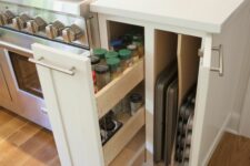 a cabinet with sleek storage compartments and a vertical drawer is a cool idea, so you get maximum of your storage space