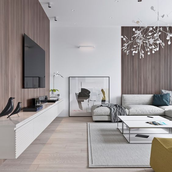 Minimalist living on sale room with tv